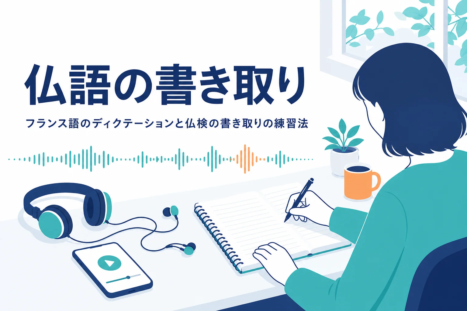 フランス語のディクテーションの練習法と仏検の書き取りを解説する記事のアイキャッチ