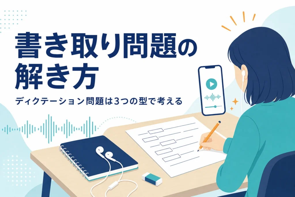 ディクテーション問題の解き方と練習問題の選び方を解説する記事のアイキャッチ