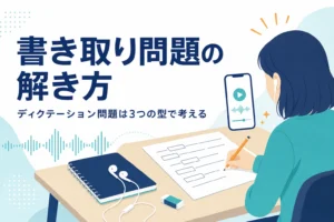 ディクテーション問題の解き方と練習問題の選び方を解説する記事のアイキャッチ
