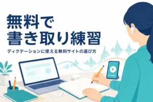 英語のディクテーションに使える無料サイトの選び方を解説する記事のアイキャッチ